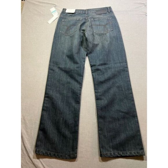 Calvin Klein Slim Straight Jeans 16 Blue Denim Belted Pocketed Zip 30x29. - Picture 4 of 10